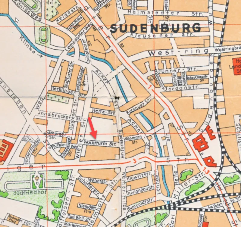 Der Ausschnitt eines Stadtplanes von Magdeburg.