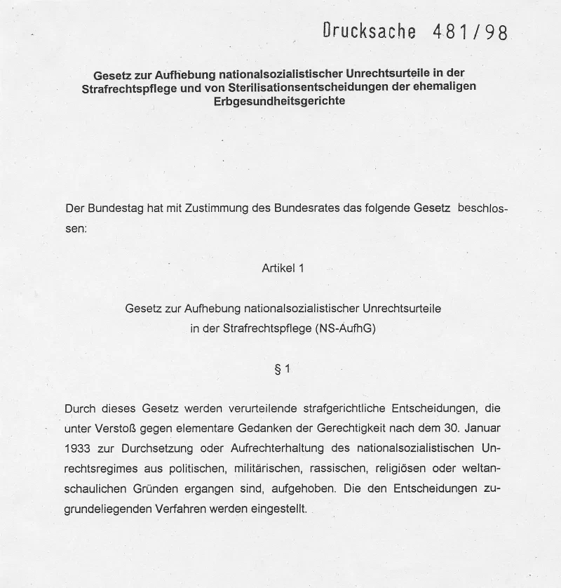 Ein gedruckter Gesetzestext.