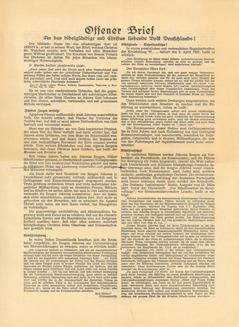 Ein gedrucktes Flugblatt.