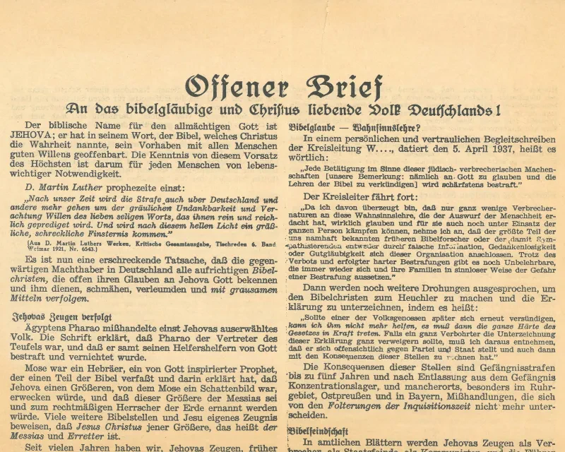 Ein gedrucktes Flugblatt.