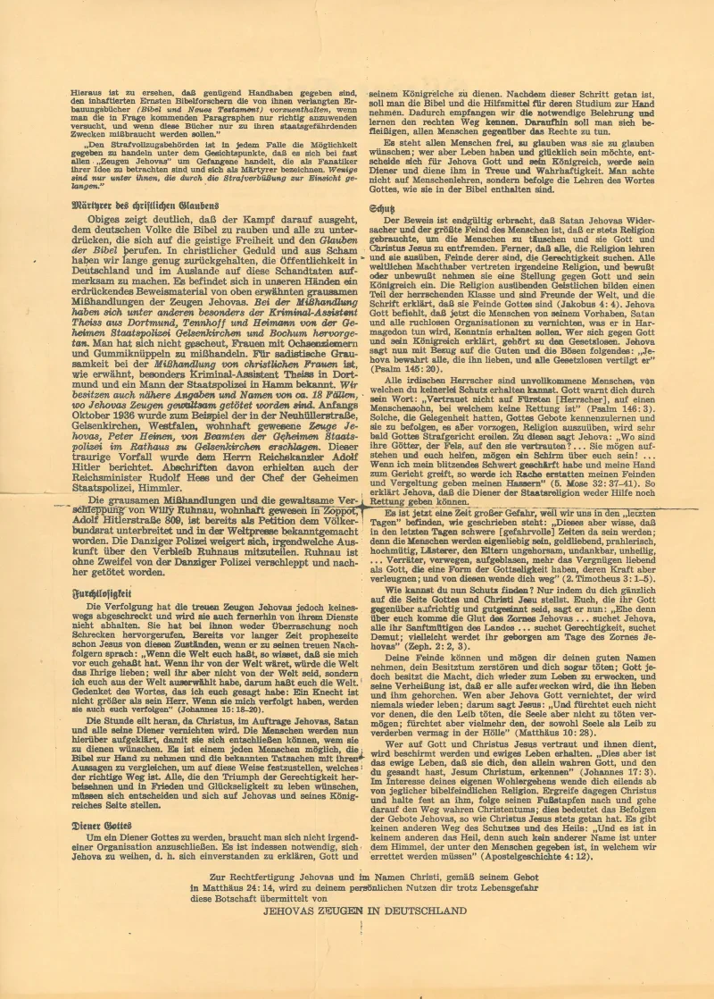 Ein gedrucktes Flugblatt.