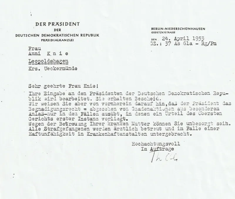 Ein auf einer Schreibmaschine verfasstes Blatt Papier