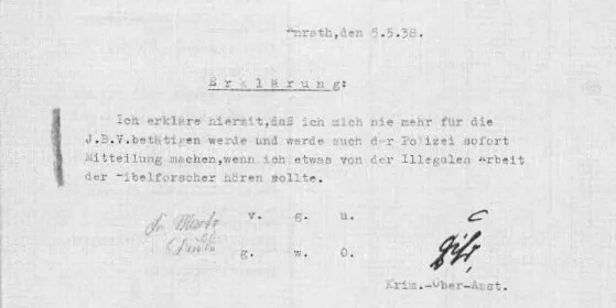 Mit Schreibmaschine geschriebener Text.