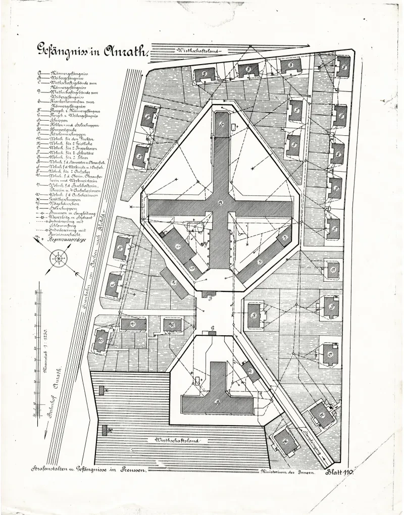 Gebäudeplan der Strafanstalt Anrath.