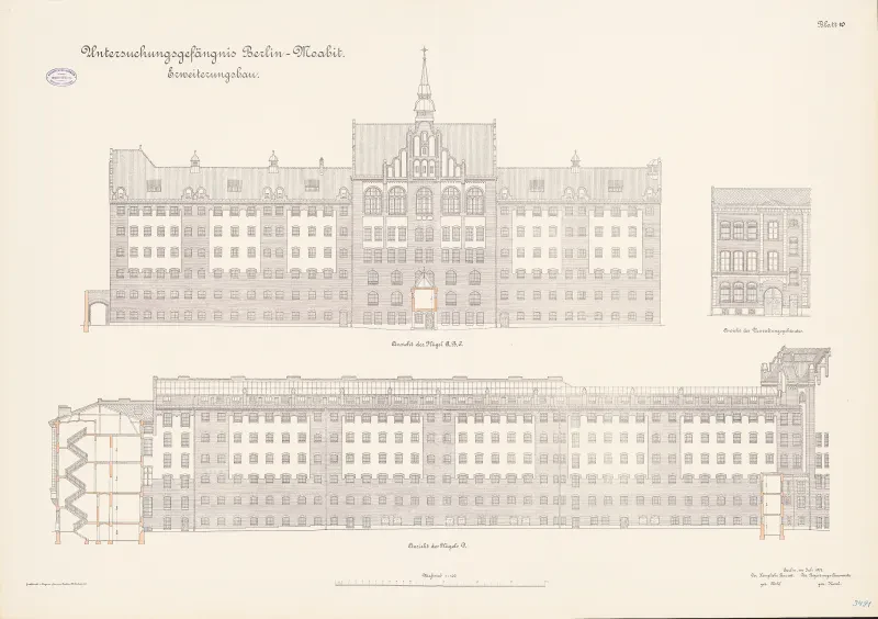 Lithographie Untersuchungsgefängnis Berlin-Moabit, 1905.