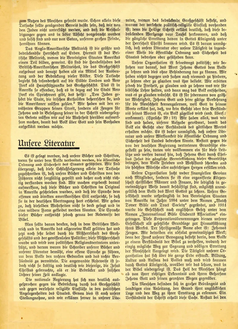 Ein gedrucktes Flugblatt.